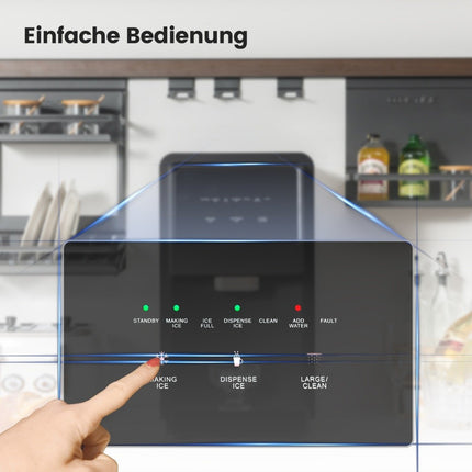 Ice cube machine self-dispensing counter nugget ice maker max. 27 kg/24H LED blue light 51 x 31 x 55 cm