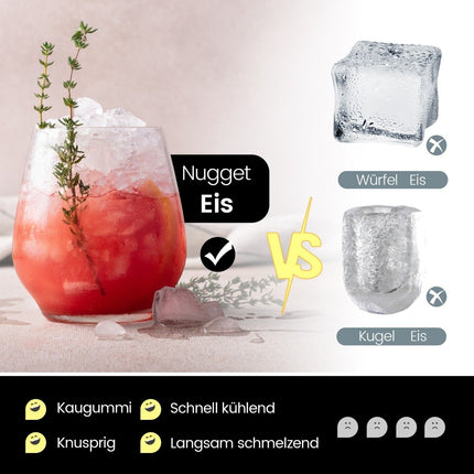 Ice cube machine self-dispensing counter nugget ice maker max. 27 kg/24H LED blue light 51 x 31 x 55 cm