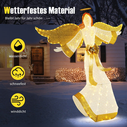 Illuminated 160 cm Christmas Angel with Halo & LED Lights
