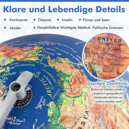 Illuminated 30cm Globe with Wooden Base – Educational Tool