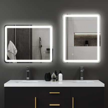 Illuminated Bathroom Mirror, Touch Control, Anti-Fog, 70x90 cm