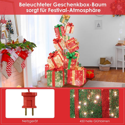 Illuminated Christmas Gift Box Set, 15 Pieces, 450 LED Lights