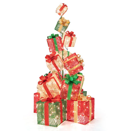 Illuminated Christmas Gift Box Set, 15 Pieces, 450 LED Lights
