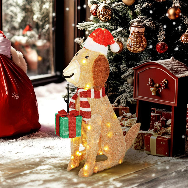 Illuminated Christmas Puppy with 74 LED Lights, 64x20x70 cm