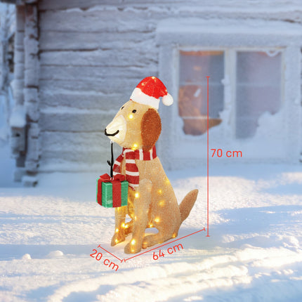 Illuminated Christmas Puppy with 74 LED Lights, 64x20x70 cm