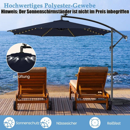 Illuminated Parasol with 112 LED Lights Solar Powered Patio Umbrella Marine