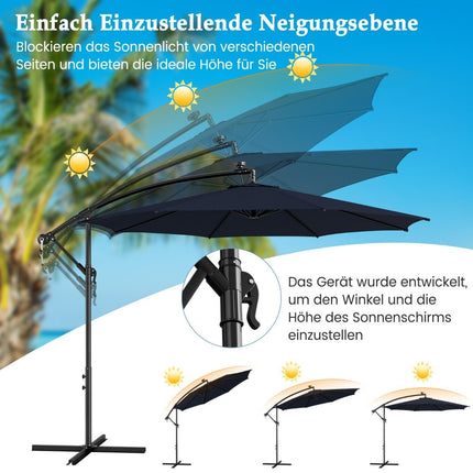 Illuminated Parasol with 112 LED Lights Solar Powered Patio Umbrella Marine