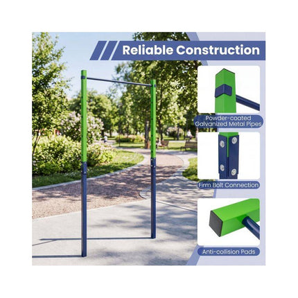In-Ground Pull Up Bar Station with 5 Adjustable Heights, Blue, 110 kg