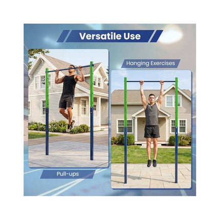 In-Ground Pull Up Bar Station with 5 Adjustable Heights, Blue, 110 kg