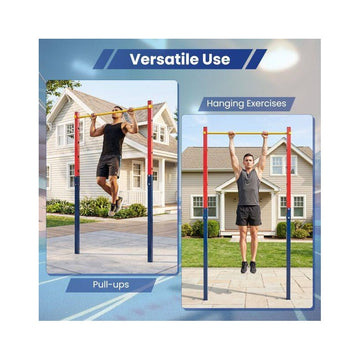 In-Ground Pull Up Bar Station with 5 Adjustable Heights, Red, 110 kg