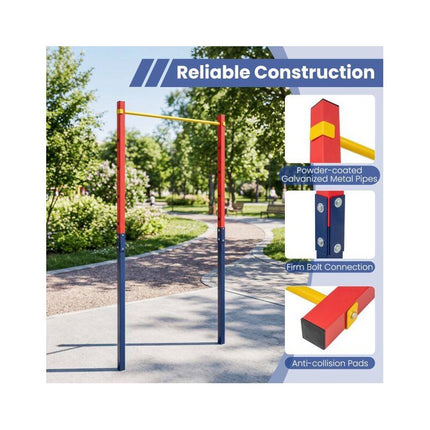 In-Ground Pull Up Bar Station with 5 Adjustable Heights, Red, 110 kg