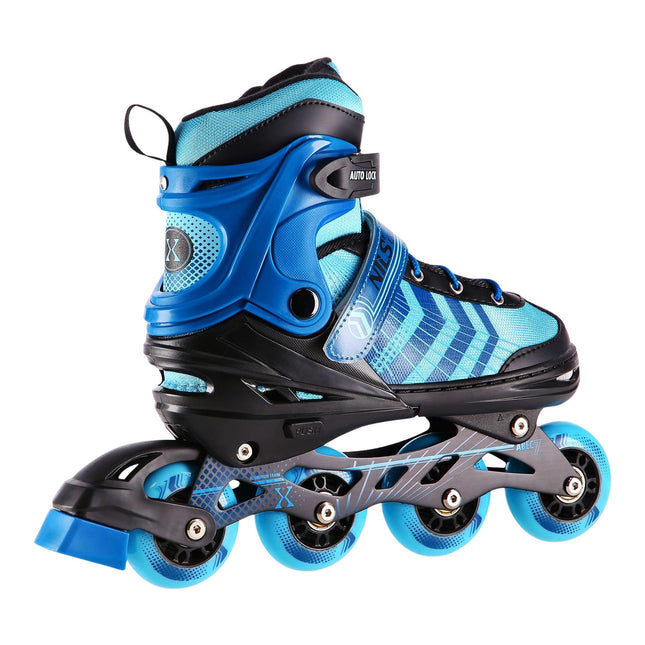 In-Line & Hockey Ice Skates, 4-in-1, Black-Blue, Size L (39-43)