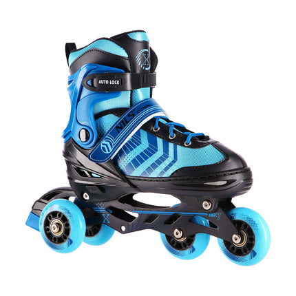 In-Line & Hockey Ice Skates, 4-in-1, Black-Blue, Size S