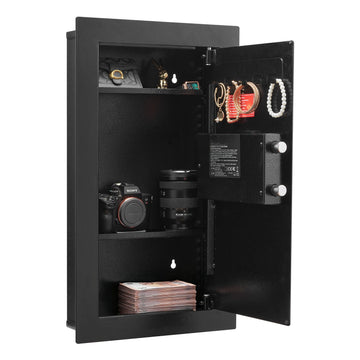 In-Wall Safe, 3-Tier, Password and Key, LED Light