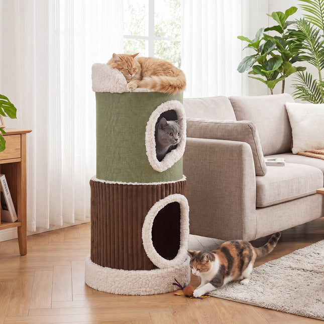 Indoor Cat House With Top Perch, Double Condos
