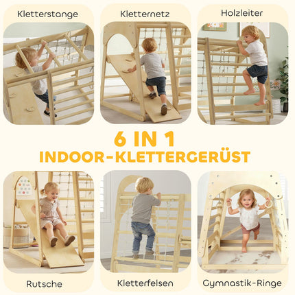 Indoor Climbing Gym, 6-in-1, Slide & Climbing Wall, Ages 3-6