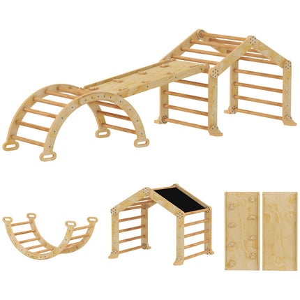 Indoor Climbing Set for Toddlers – 9-in-1 Wooden Play Gym