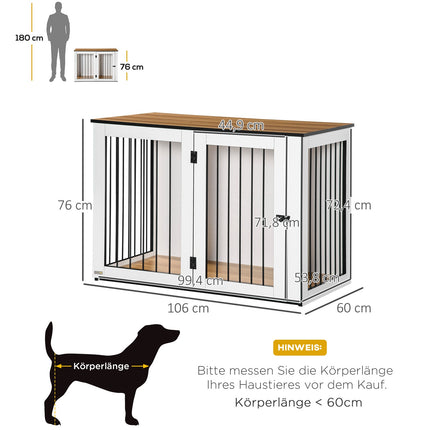 Indoor dog cage for small/medium dogs, chipboard, dark walnut
