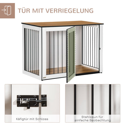 Indoor dog cage for small/medium dogs, chipboard, dark walnut
