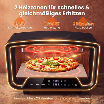 Indoor Electric Pizza Oven, 1700W, 12-Inch, Touch Display