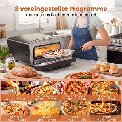 Indoor Electric Pizza Oven, 1700W, 12-Inch, Touch Display
