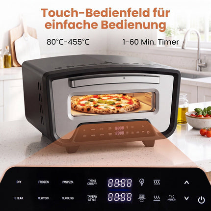 Indoor Electric Pizza Oven, 1700W, 12-Inch, Touch Display