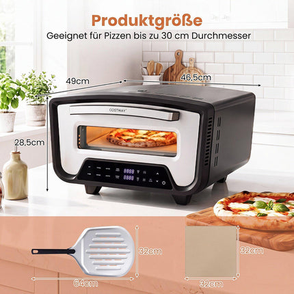 Indoor Electric Pizza Oven, 1700W, 12-Inch, Touch Display