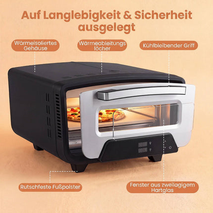 Indoor Electric Pizza Oven, 1700W, 12-Inch, Touch Display