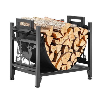 Indoor Firewood Rack 45cm, Canvas Carrier, 18kg