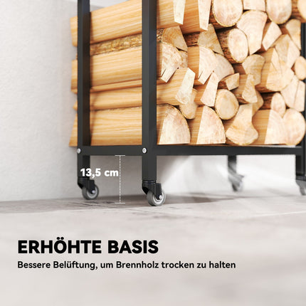 Indoor Firewood Rack, Steel, 60x30x119 cm, 2-Tier, Black