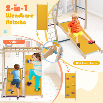 Indoor Jungle Gym Playground with Slide & Basketball Hoop