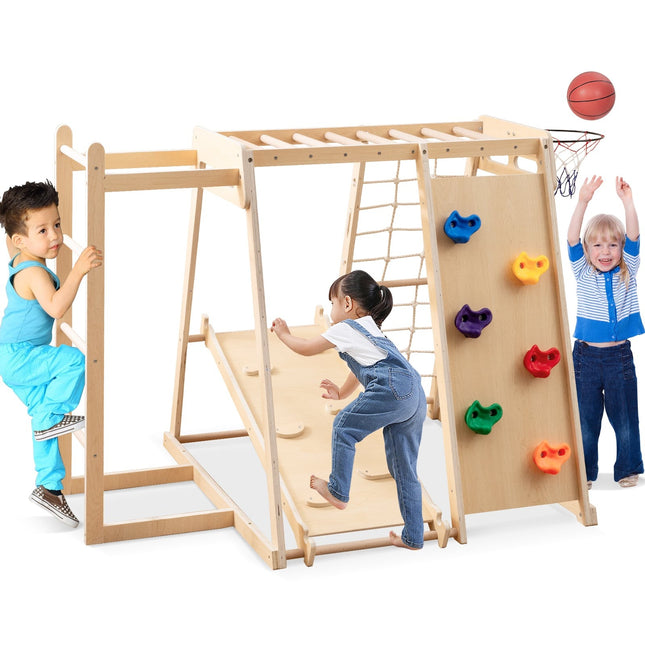 Indoor Jungle Gym Playground with Slide & Climbing Wall