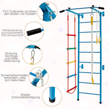 Indoor Kids Gym Wall Set with Ladder and Pull-Up Bar