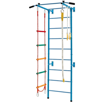 Indoor Kids Gym Wall Set with Ladder and Pull-Up Bar