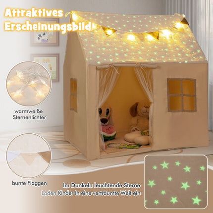 Indoor Kids Play Tent with Padded Mat & Star Lights