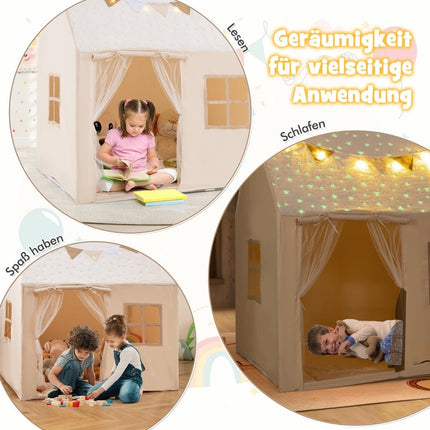Indoor Kids Play Tent with Padded Mat & Star Lights
