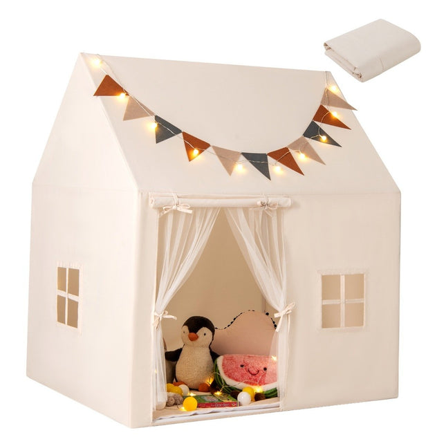 Indoor Kids Playhouse Tent with Non-Slip Mat, Beige