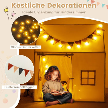Indoor Kids Playhouse Tent with Non-Slip Mat, Beige