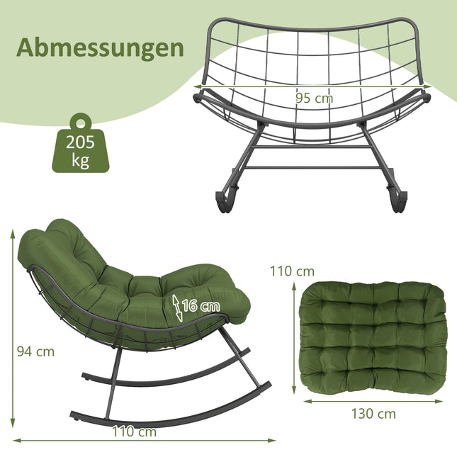 Indoor & Outdoor Oversized Papasan Rocking Chair, Green