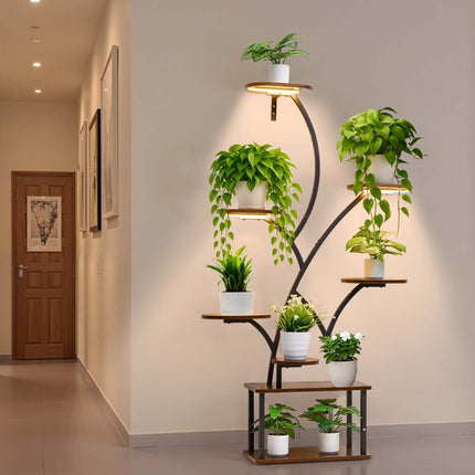 Indoor Plant Stand With Grow Lights, 8-Tier, 62 In