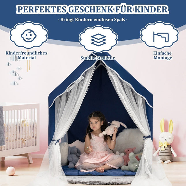 Indoor Play Tent with Mat, 121 x 105 x 137 cm, Blue