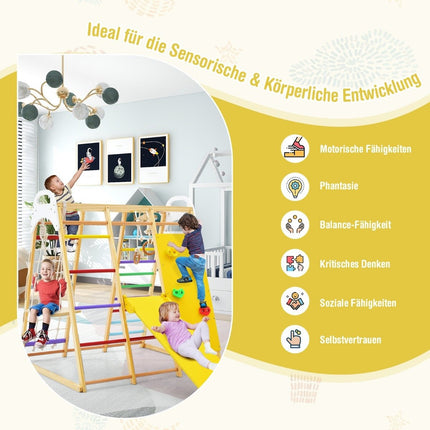 Indoor Playground Set – 8-in-1 Wooden Climbing Gym