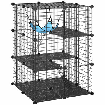 Indoor Steel Cat Cage, Customizable Design, 3 Doors