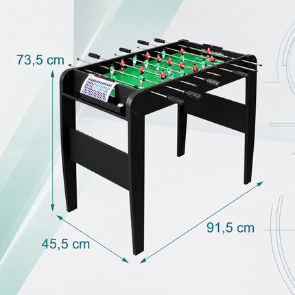 Indoor Table Football with 3 Balls – Black, MDF, 73.5cm