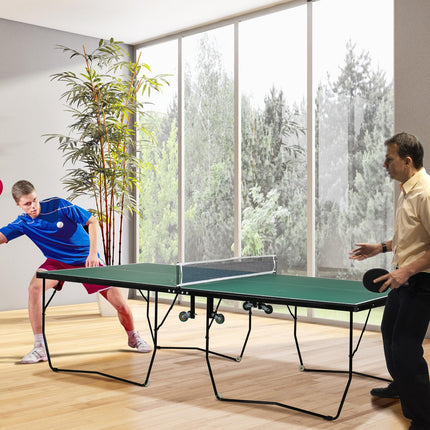 Folding Indoor Table Tennis Table with Wheels - Green
