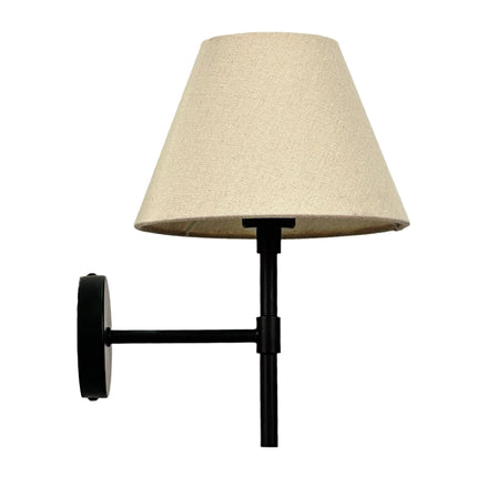 Indoor Wall Lamp with Black Bracket & Linen Shade