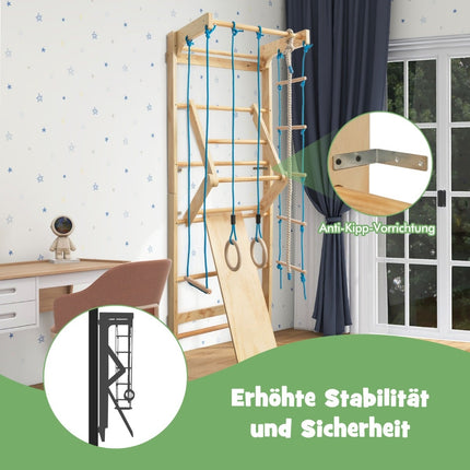 Indoor Wall-Mounted Gym Ladder, 100KG Capacity, Wood