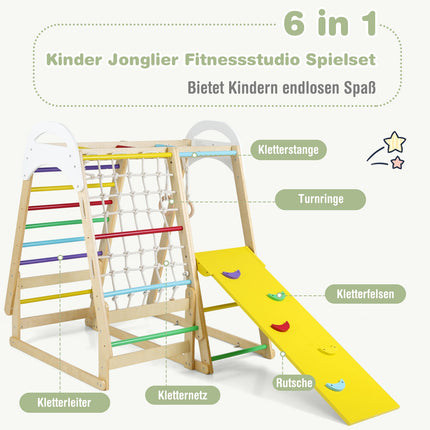Indoor Wooden Playset with Slide and Monkey Bars