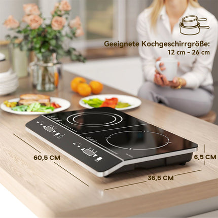 Portable double induction hob, 8 power levels, 3500W
