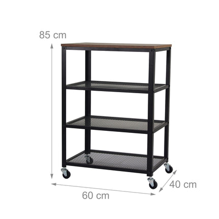 Industrial 4-Shelf Trolley with Wheels